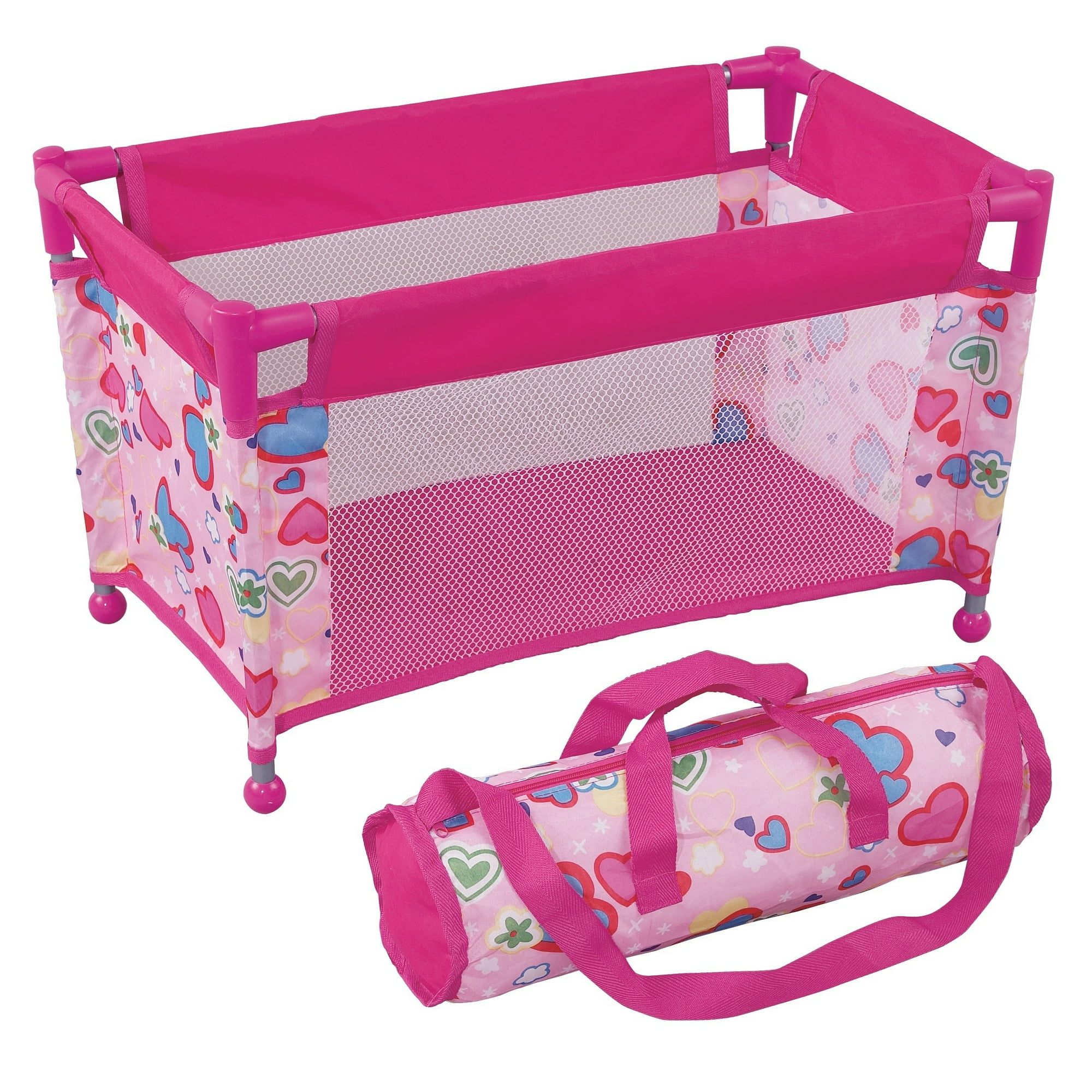 Baby Dolls Travel Cot Bed With Carry Bag For Kids 18 Inches Metal Doll Playpen Walmart