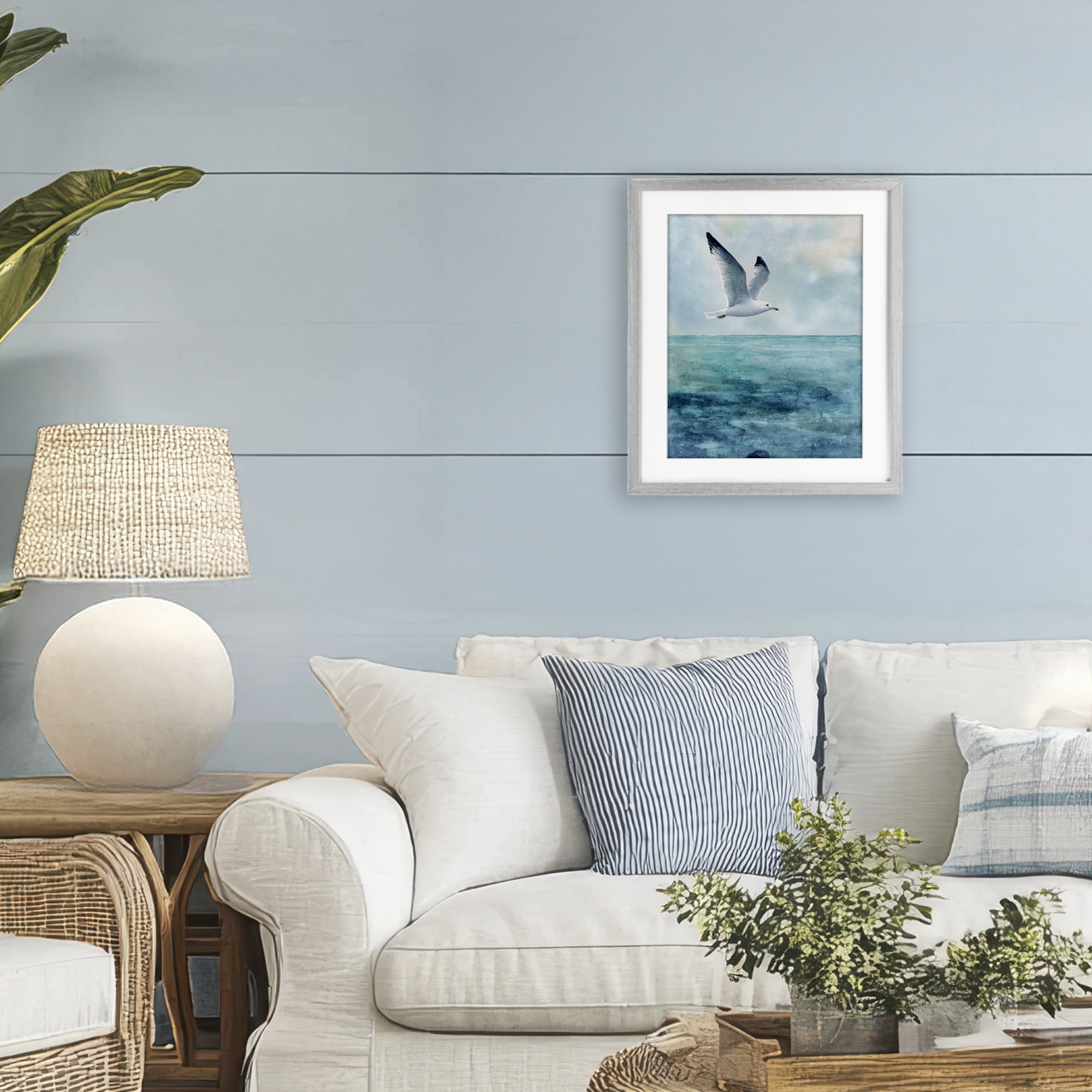 Stupell Industries Seagull With Black Tips Gray Framed Print Under Glass, design by Franklyn Gregory