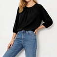 thumbnail image 7 of Tops For Women Summer Crew Neck Three Quarter Sleeve Trendy Casual Solid Streetwear Office Weekend Errands Travel Outfit Polished Daytime Brunch Workday, 7 of 7