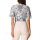 thumbnail image 3 of INSPIRAR CHIC Blusas Cortas de Manga Corta con Cuello en V de Verano con Estampado Floral S Blanco Azul, 3 of 6