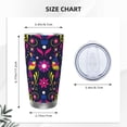 thumbnail image 4 of Picia Colorful Mexican Pattern 20 oz Tumbler Stainless Steel Vacuum Insulated Coffee Ice Cup Double Wall Travel Flask Dual Lid Water Bottle, Eco-friendly Car Cup-Without Straw, 4 of 8