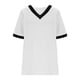 thumbnail image 5 of Mujeres Tops Casual Color Bloque Manga Corta V Cuello Blusa Moda Verano Primavera Respirable, 5 of 9