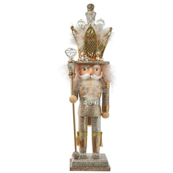 Hollywood Nutcrackers Hollywood Platinum and Gold Glitter King Nutcracker, 16-Inch