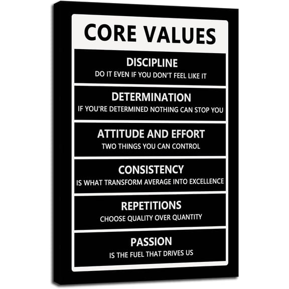 WFSposter-Core Values Inspirational Posters Motivational Canvas Wall Art Inspiring Entrepreneur Quotes Painting Modern Positive Posters Prints Artwork for Office Gym Living Room Decor