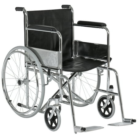 Best Choice Products 24in Folding Wheelchair with Swing-Away Footrest and Carry Pockets,