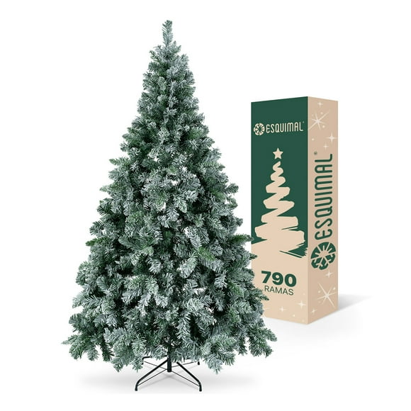 Árbol de Navidad Clásico Nevado 1.8m Esquimal, Pino Navideño Artificial Frondoso