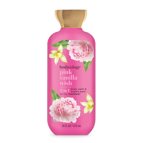 Bodycology 2-in-1 Body Wash & Bubble Bath, Pink Vanilla Wish, 16 fl oz