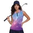 thumbnail image 6 of HUIACONG Golf Shirt with Glitter Dripping Galaxy Pattern, Sleeveless Golf Shirt for Golf and Tennis Outdoor Activities, 6 of 7