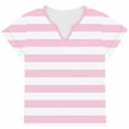 thumbnail image 4 of LNWUY Womens Summer Tops Loose Fit V Neck Trendy Outfits Blouses Striped Print Tees Casual Short Sleeve Tunic Tops Basic Shirt Pink M, 4 of 6