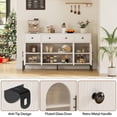 thumbnail image 4 of Bingirl Large White Sideboard Cabinet for Buffet Storage, 62 Inch with Three Drawers and Four Glass Doors as Coffee Bar Table in Dining Room or Kitchen, 4 of 7