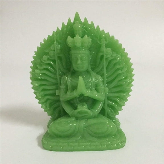 Thousand-hand Guan Yin Buddha Statue Man-made Jade Stone Ornaments Kwan Yin Buddha Sculpture Figurines Home Decoration