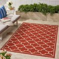 thumbnail image 2 of Noble House Thornhill 90x63" Indoor/Outdoor Fabric Area Rug in Red and Ivory, 2 of 13