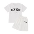 thumbnail image 3 of WOYY Little Girls Outfits New York Print Short Sleeve T Shirt & Shorts Set, Sizes 6-7Y, 3 of 3