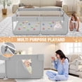 thumbnail image 3 of Babyeap Baby Playpen With Mat,50"x50"Play Pen for Babies and Toddlers,Play Yard With Gate for Indoor Outdoor,Light Gray, 3 of 7