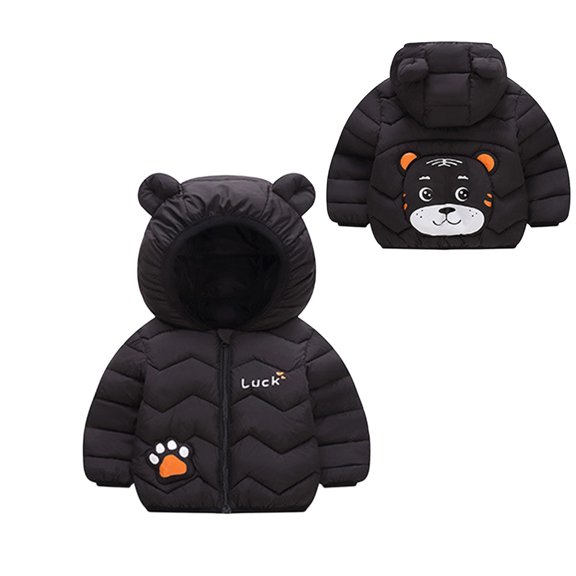 Abcomgle Toddler Winter Coat Cute Bear Ears Hooded Puffer Jacket Kids Lightweight Puffer Padded Light Jacket for Boys Winter Warm Baby Coat