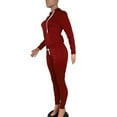 thumbnail image 3 of Women Solid Color Sets Zipper Hood Wear Lounge Wear Suit Sport Set Tops+Pants, 3 of 7