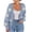 Blue, variant on Maqroz Fall Cardigans for Women Long Sleeve Open Front V Neck Chunky Knit Sweaters Featuring 3D Floral Daisy Applique Cute Boho Outerwear Vintage Tops