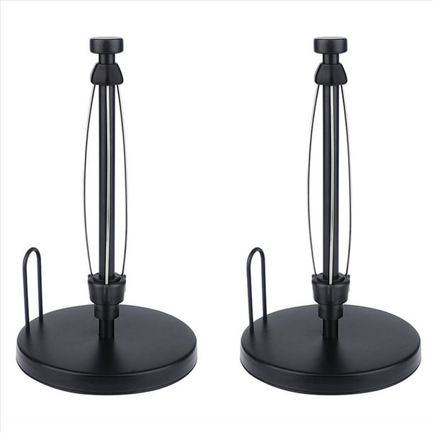 2X Soporte para Toallas de Papel para Encimera con Amortiguación Adecuado para Cocina, Baño, Soporte Vertical para Toallas de Papel con Base (Negro)