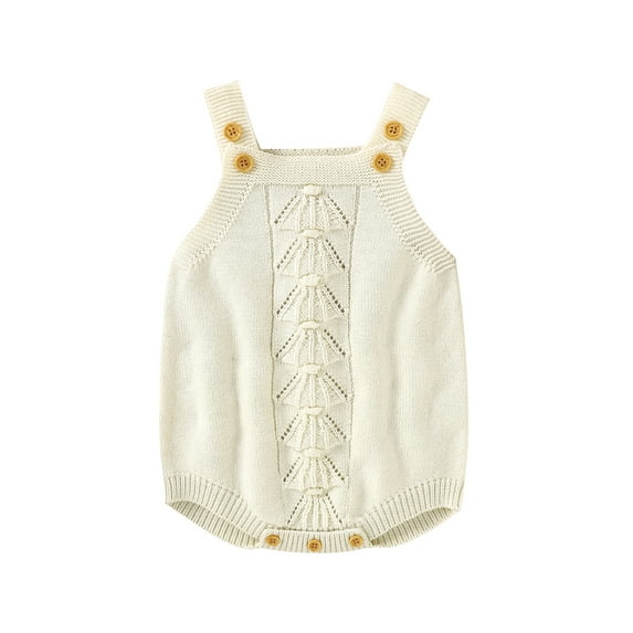 Gureui Toddler Infant Baby Girls Romper, Adjustable Shoulder Straps Knitting Hollow Out Solid Color Crotch Button Bodysuit