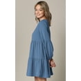 thumbnail image 4 of Made by Johnny Women's Casual Long Sleeve V-Neck Loose Flowy Swing Shift Dress S DENIM, 4 of 5