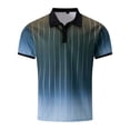 thumbnail image 4 of FUZHIQ Men's Polo Shirts Short Sleeve Gradient Vertical Striped Print Casual Golf Polo Breathable Soft Fabric Business Work Daily Wear Fashion Collared Shirt,L, 4 of 6