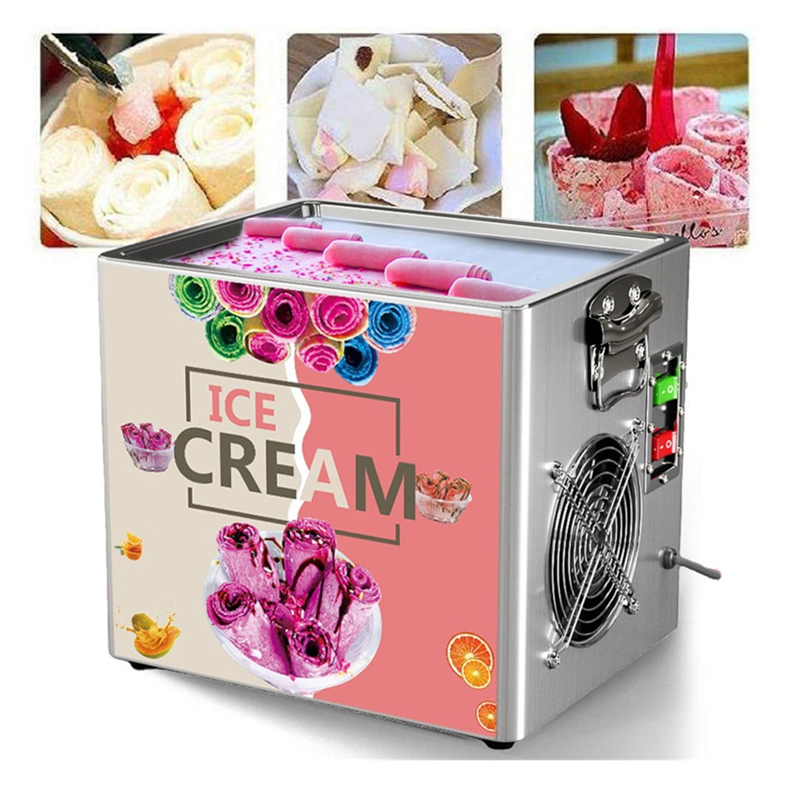 Desktop Small Fried Ice Cream Roll Machine Household Portable Yogurt Slushie Makers 330W Fast Cooling