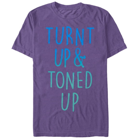 Women's CHIN UP Turnt Up and Toned Up  Boyfriend Graphic Tee Purple Large