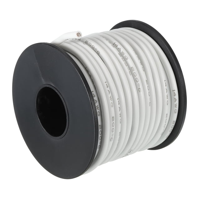 Silicona Cable 14AWG Blanco Carrete 12m Eléctrico Estañado Cobre Estándar Alta-Temperatura Conexión Cable para Coche Modelo Manipulador Electrodomésticos Aparatos, Bricolaje