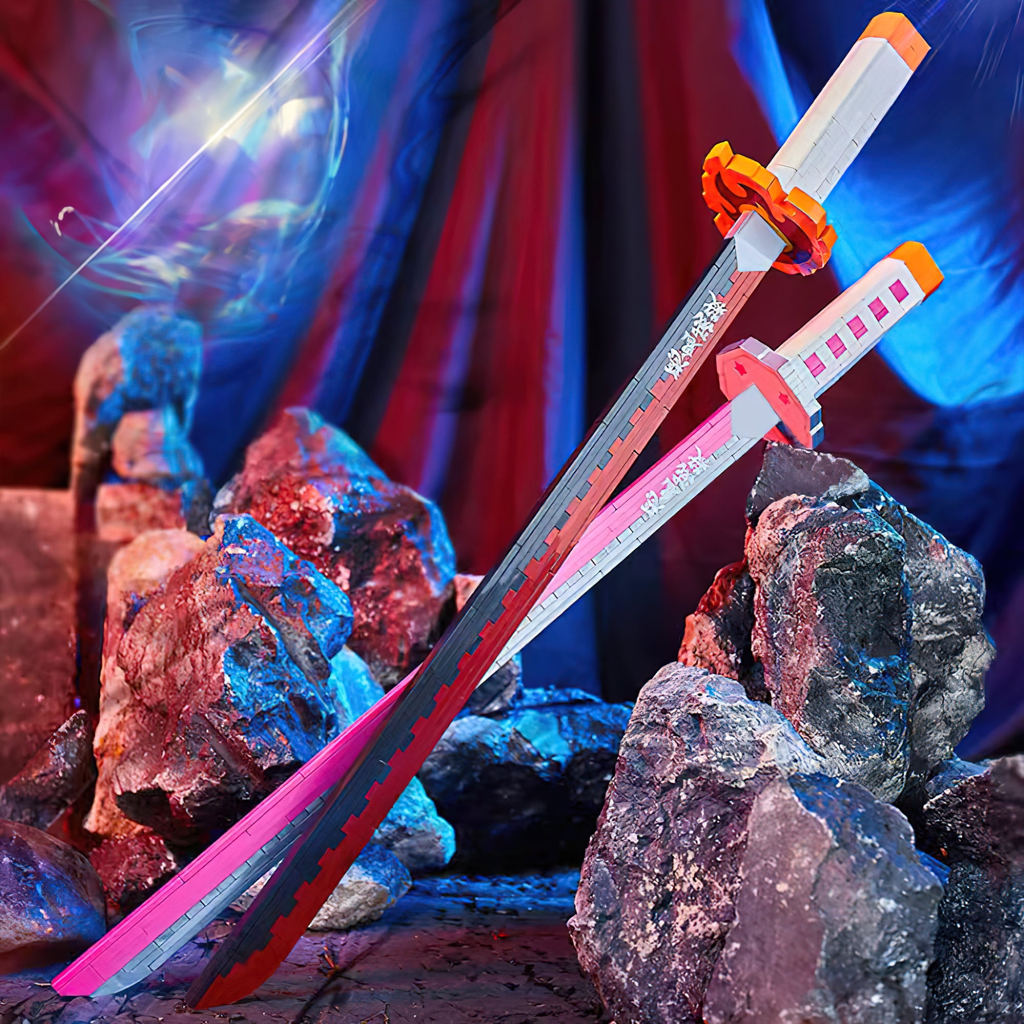 HI-REEKE Anime Demon Sword Building Set Slayer Kanao Tsuyuri Katana Building Kit Toy Pink