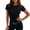 Black, variant on Women's Crew Neck Lace Flutter Sleeve Blouse 100% Polyester Slim Fit Casual Dressy Summer Top