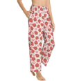 thumbnail image 6 of Salouo Strawberry Flower Print Women's Pajama Pants Casual Loose Sweatpants PJs Flowy Pants Drawstring Palazzo for Women Wide Leg Pants Lounge Pajama -Small, 6 of 8