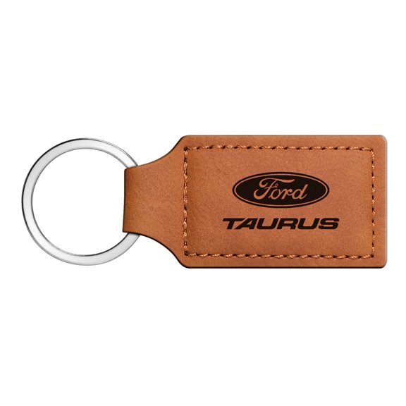 iPick Image for Ford Taurus Rectangular Brown Leather Key Chain, Official Licensed