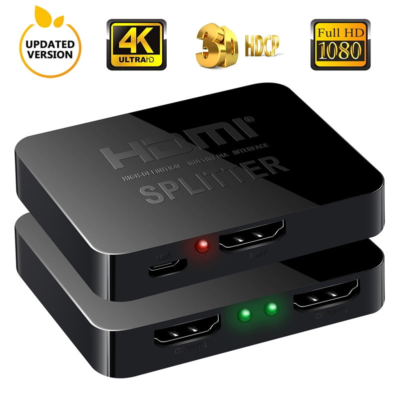 HDMI Splitter 1 in 2 Out, 4K HDMI Splitter for Monitors, 1x2 HDMI Splitter 1 to 2 Amplifier for HD 3D Come(1 onto 2 Displays) - Walmart.com