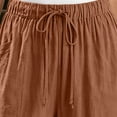 thumbnail image 6 of LEAVINGSUO Linen Pants for Women Solid Color Casual Decorative Button Drawstring Capri Trousers Orange XXL, 6 of 8