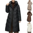thumbnail image 6 of qucoqpe Winter Coats Women's Fall And Winter Wave Seam Hooded Coat Mid-length Knee-length Coat Long-sleeved Coat, 6 of 6
