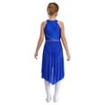 thumbnail image 2 of iiniim Kids Girls Shiny Rhinestone Sleeveless Lyrical Ballet Leotard Tulle Skirt Modern Contemporary Dance Dress A Royal Blue 12, 2 of 7