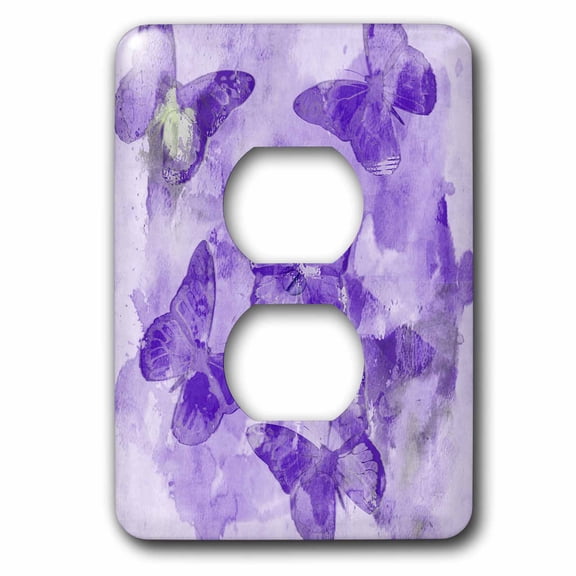 3dRose, Purple Butterflies Mixed Media Art, 2 plug outlet cover