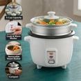thumbnail image 5 of OVENTE Electric Rice Cooker and Food Steamer – 10-Cup Cooked Capacity (5 Cups Uncooked), Nonstick Removable Pot, Keep Warm Function, Steaming Basket, Measuring Cup & Spatula Included, White RCS01W, 5 of 8