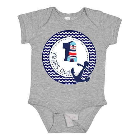 

Inktastic 1 Years Old Nautical Anchor Boy Birthday Gift Baby Boy Bodysuit