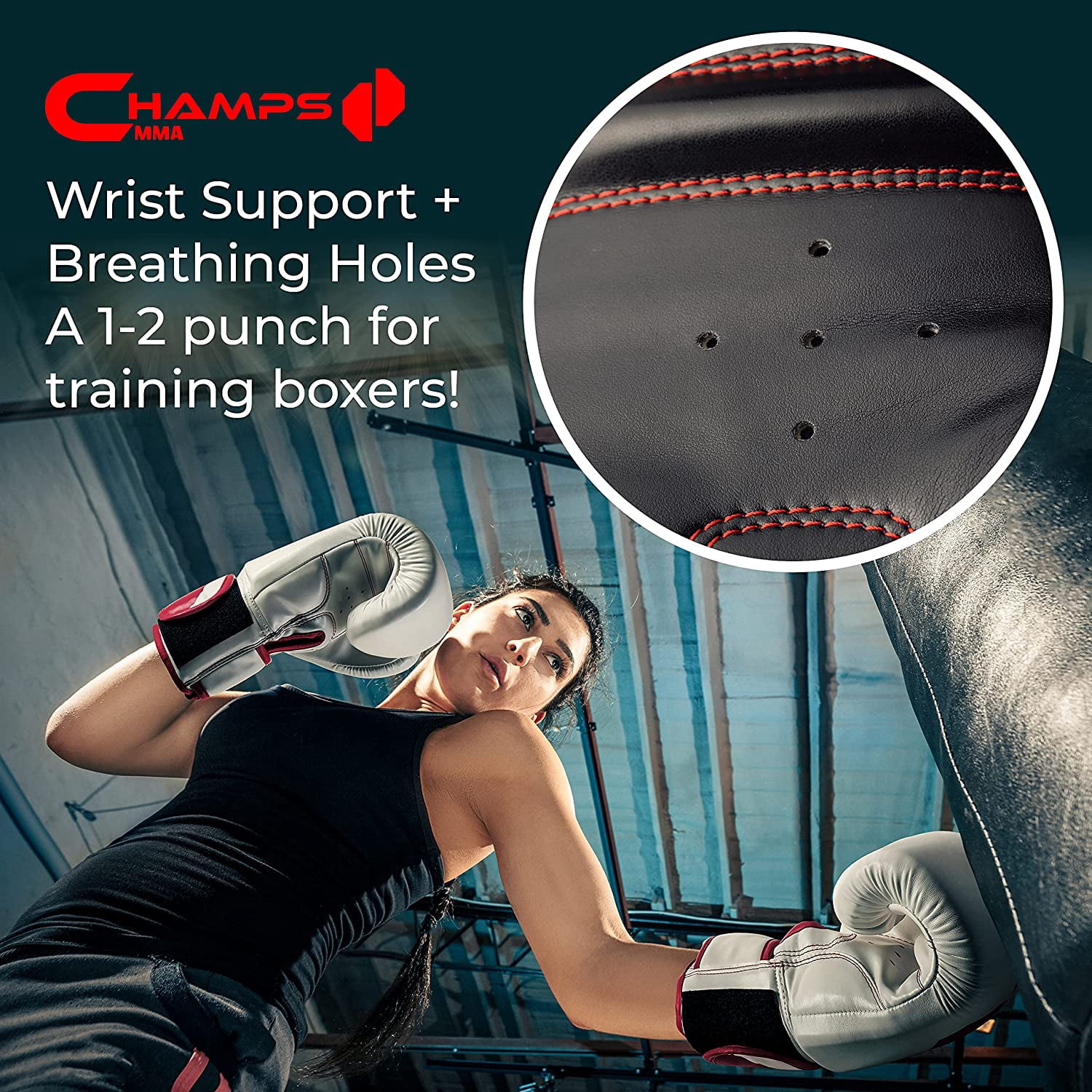 Champs Boxing Gloves for Men and Women – Breathable Martial Arts Gloves with Superior Wrist Support & Shock Absorption – Padded Kickboxing, Boxing, & Muay Thai Gloves for Athletes by Champs MMA