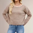 thumbnail image 5 of Goodw7 Contrast Panel Relaxed Pullover, Women's Soft Knit Round Neck Long Sleeve Sweater, Effortlessly Pairs with Various Bottoms for Casual Chic Looks, 5 of 6