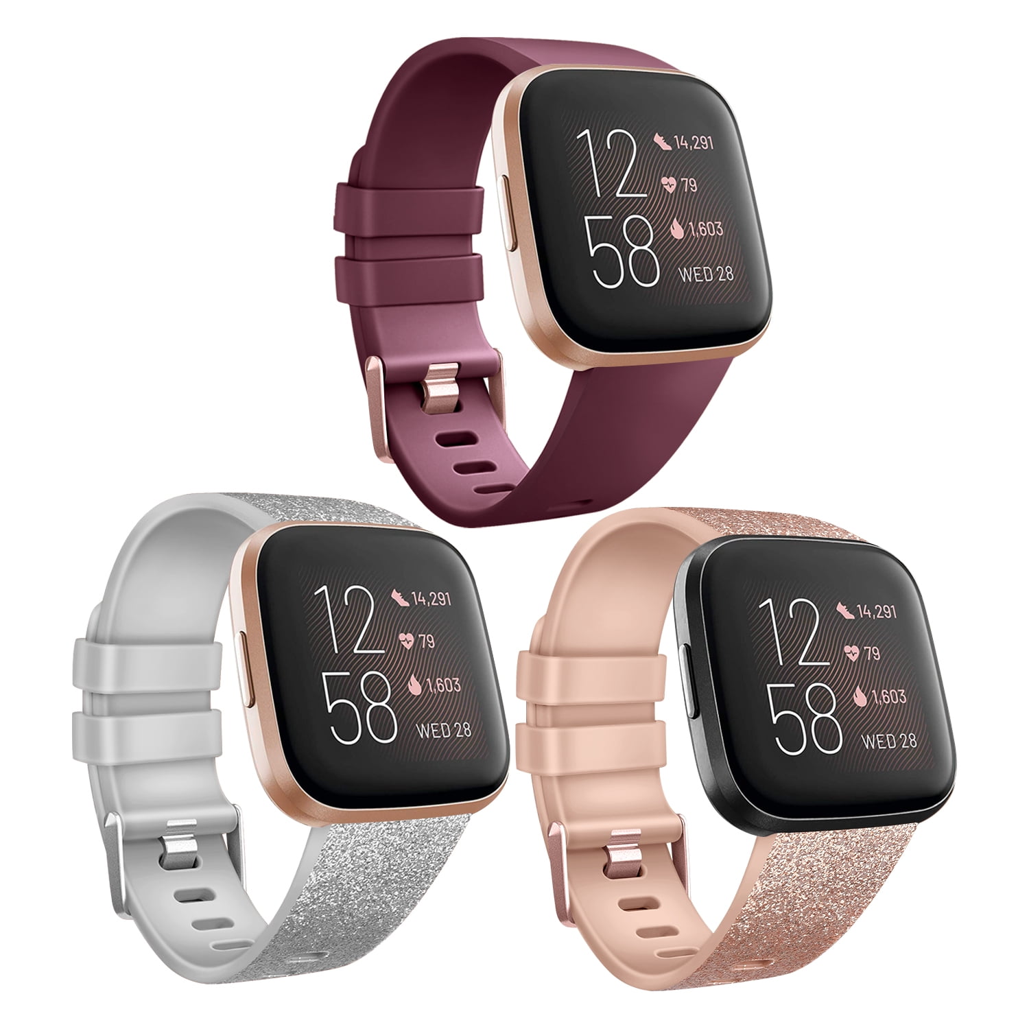 Tobfit Sport Bands Compatible with Fitbit Versa/Versa 2/Versa Lite/Versa SE Soft TPU Wristbands Accessories for Women Men 