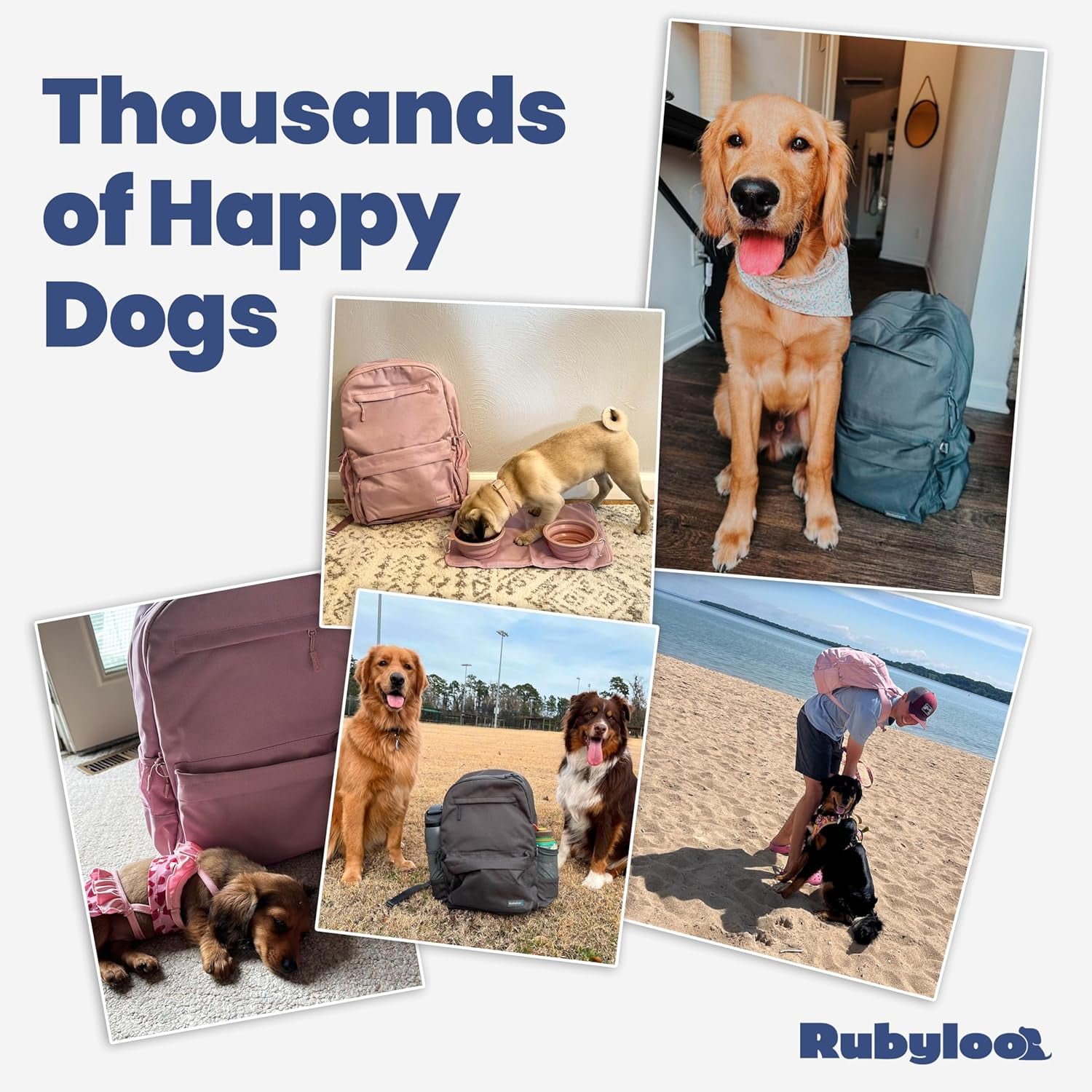 Dog Travel Bag for Supplies - Backpack with 2 Collapsible Dog Bowls, Food Bag, Treat Pouch: Beige