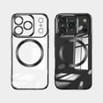 thumbnail image 5 of Strong Magnetic Clear Case for iPhone 17 Pro Max, Luxury Plating Bling Phone Case Cover Compatible with Magsafe for Men Women Girls with Camera Lens Protector for iPhone 17 Pro Max, Black, 5 of 6