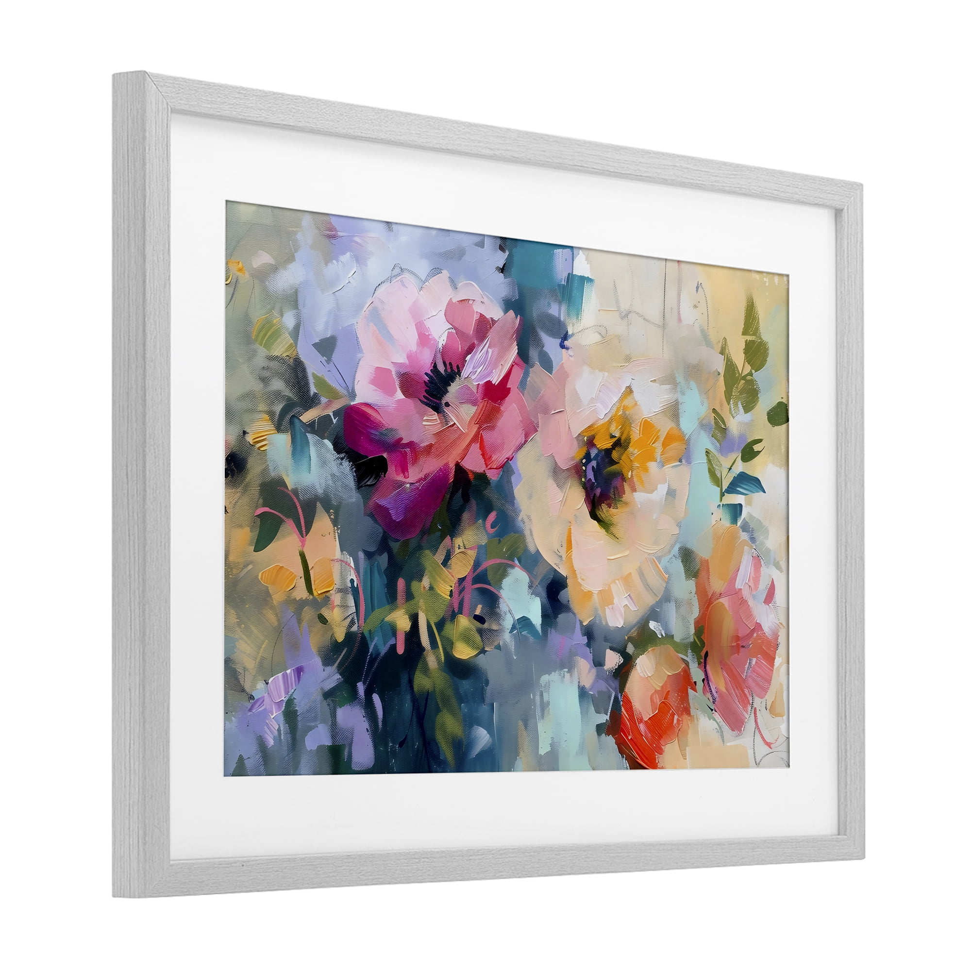 Stupell Industries Vibrant Florals Brushed Abstract Gray Framed Print Under Glass, design by Creative Studio