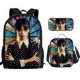 thumbnail image 1 of Wednesday Addams Backpack Three-piece Set Student School Bag Canvas Bag V, 1 of 4