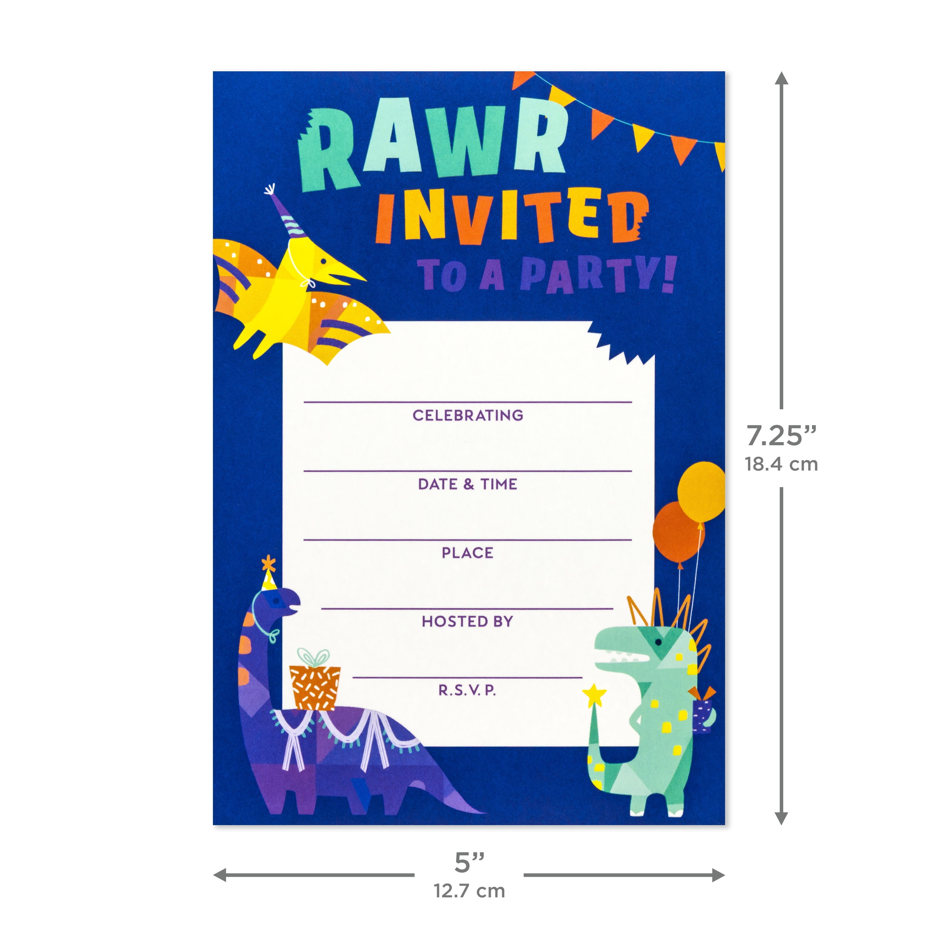 Hallmark Fill-in-the-Blank Kids Party Invitations (Dinosaur Party), Pack of 10