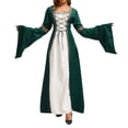 thumbnail image 6 of UPPADA Medieval Corset Dress Women Lace Up Ren Fair Dress Retro Peasant Victorian Ball Gown Halloween Costume Green,M, 6 of 8