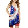 thumbnail image 2 of Tdoqot 4th of July Clothes for Girls Rompers- Casual Sleeveless Cute Summer Kids Jupsuits with Pockets Blue Size 7-8 Years, 2 of 6