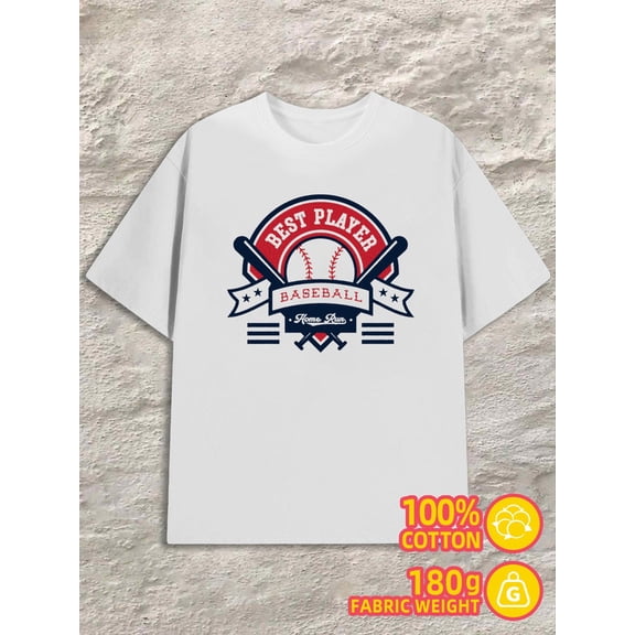 Best Player Baseball for men white 180G 100% Cotton Spring and summer outdoor loungewear Casual Unisex Shirt Cotton tshirts Basic Unisex Shirt Crewneck tshirts